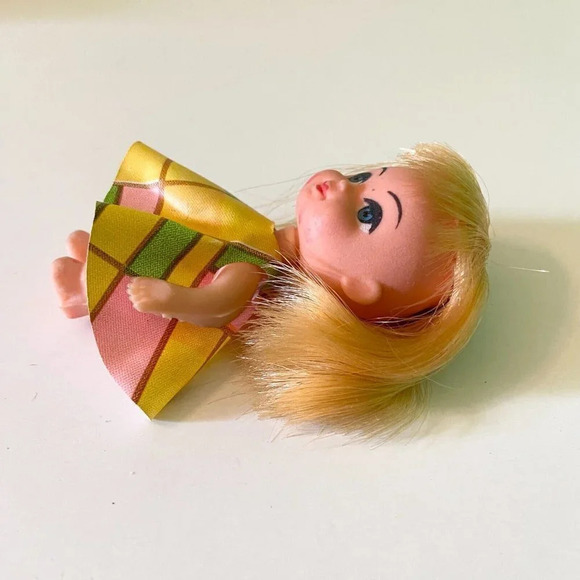 Vintage Liddle Kiddle Clone Doll  Marked K H Blonde Hair 3 Inch Tall - Picture 8 of 11